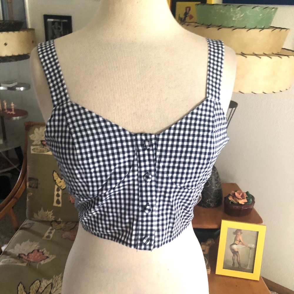 Retro Dress 2 Pc Set Gingham Skirt Top 1940s Style - Picture 2 of 7